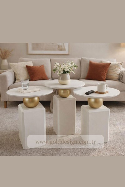 Oblix Lake Sehpa Tekli - Krem Gold