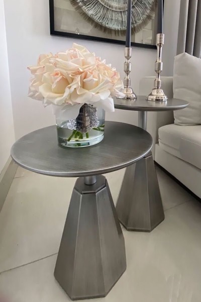 Pera Zigon Sehpa 2'li - Gümüş Eskitme