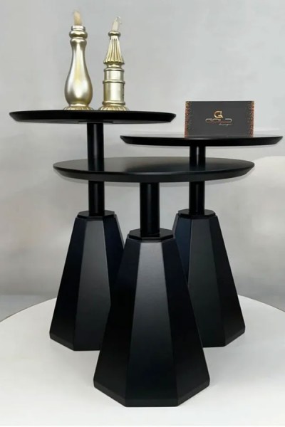 Pera Zigon Sehpa 3'lü - Siyah