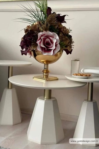 Pera Zigon Sehpa 2+1 - Krem Gold