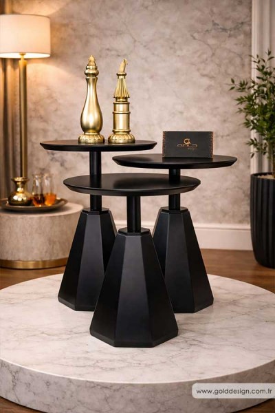 Pera Zigon Sehpa 3'lü - Siyah