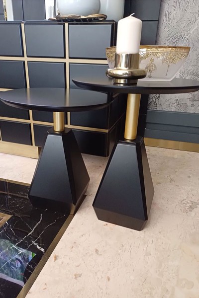Zirve Zigon Sehpa 2'li - Siyah Gold